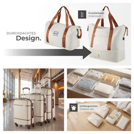 Tectake Reisekofferset 13-tlg. beige/weiß