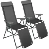 Tectake tectake® 2er Set Gartenstuhl, klappbar, 5-fach verstellbare Rückenlehne mit Kopfpolster, bewegliches Fußteil, 146,5 x 59 x 117,5 cm