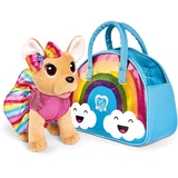 Simba Chi Chi Love Rainbow, Chihuahua Plüschhund in süßem Regenbogenoutfit mit passender Tasche, 20cm, ab 3