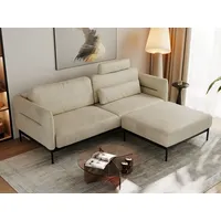 MKS MÖBEL Ecksofa SALENTO, Set, Komfortschaum, mobile Kopfstütze, Lose Kissen, Ecksofa L-Form, Puff, Taschenfedern, Metallstruktur, Schlafsofa beige