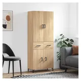 furnicato Highboard Sonoma-Eiche 69,5 x 34 x 180 cm aus Holzwerkstoff und Metall (1 St), Stabiler Schrank mit viel Stauraum und feuchtigkeitsbeständigem Kern braun 69.5 cm x 180 cm x 34 cm