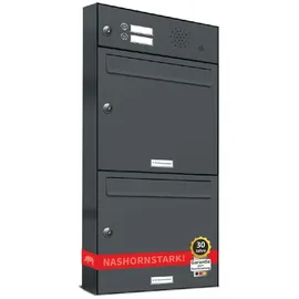 AL Briefkastensysteme 2er Premium Briefkastenanlage Anthrazit inkl. Zeitungsfach