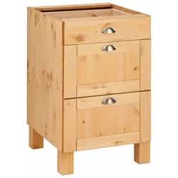 Unterschrank HOME AFFAIRE "Oslo", beige (natur gebeizt, gewachst), B:50cm H:83cm T:57cm, Massivholz, Schränke, 50 cm breit, ohne Arbeitsplatte, 3 Schubladen