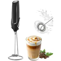 Milchaufschäumer Stab/Milchschäumer Elektrisch tragbarer mit Standfuß Getränkemixer Kaffeebesen batteriebetriebener für Latte, Matcha-Tee, Cappuccino