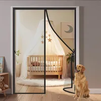Fliegentür Balkontür Ohne Bohren Schwarz 148x206cm Fliegengitter Tür Für Familie Kinder Und Haustiere Für Wohnräume Mit Gang M Außenbereich