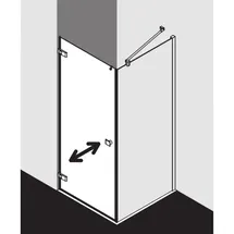 Kermi Mena Seitenwand mit Wandprofil METWP103203YK 101 x 200 cm, schwarz soft, ESG Milchglas SR Opaco Clean, auf Duschwanne