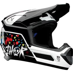 Thor Fleet Splat, Motocrosshelm Jugend - Schwarz/Weiß/Rot/Blau/Gelb - M