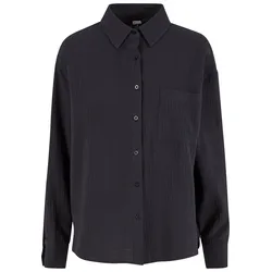 Klassische Bluse URBAN CLASSICS "Urban Classics Ladies Oversized Musselin Blouse", Damen, Gr. 4XL, schwarz, 100% Baumwolle, Blusen