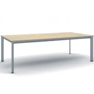 Konferenztisch, Besprechungstisch PRIMO INVITATION 2400 x 1200 mm, graues Fußgestell, Eiche natur