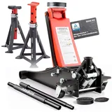 Arebos 3T Hydraulischer Rangierwagenheber flach | 2X Unterstellbock | 3 Tonnen Tragkraft | 2 Auflagen | Rangierwagenheber für Werkstatt und Hobby | Wagenheber Jack | Heber Ständer KFZ Auto PKW