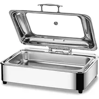 Chafing Dish Elektrisch, 9L Edelstahl Speisewärmer Buffetwärmer mit Sichtbarem Glasdeckel, Kommerziell Wärmebehälter für Essen - Einstellbarer Temperatur, Beste Wahl für Buffets und Partys(Size: