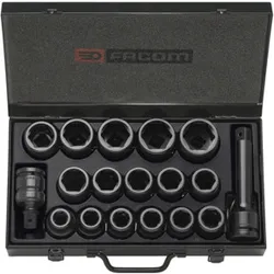 Facom Sortiment 3/4" IMPACT - Antriebselemente, Sechskant-Steckschlüssel Zollmaße Metallkoffer, 18-tlg.