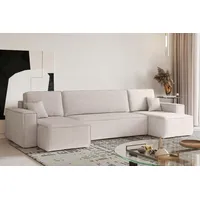 Kaiser Möbel, Ecksofa mit schlaffunktion, mit Bettkasten, Schlafsofa Best, Designer U-Form Sofa, Modern Design Couch, Polsterecke, Freistehend, Stoff Neve Beige