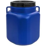 plasteo plasteo® 30 Liter Weithalsfass mit Deckel und Griffen Eckig Blau, Lebensmittelecht und BPA-Frei, Futtertonne Kunststofffass Universalfass Deckelfass Wasserfass Regentonne Lagerfass, Blau