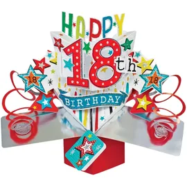 Second Nature Pop Ups Geburtstag Pop Up Card mit "Happy 18th Birthday" Schriftzüge und Sterne
