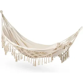 outtec Outtec® Hängematte - 200x150 cm, bis 200kg - Boho Baumwoll Hammock für Outdoor, Garten, Balkon, - für Kinder und Erwachsene, Beige