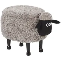 Beliani Tierhocker mit Stauraum Sheep Stoff grau