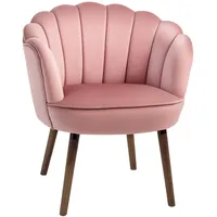 Homcom Esszimmerstuhl Küchenstuhl Polyester Gummiholz Rosa