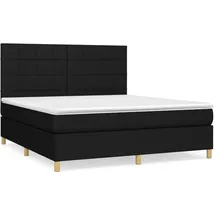vidaXL Boxspringbett mit Matratze Schwarz 160x200 cm Stoff - Schwarz