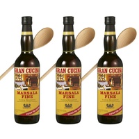 Gran Cucina Marsala Fine DOC 18% vol. mit Kochlöffel (3 x 0,75l) – Feiner Likörwein mit fruchtigem Charakter – Perfekt als Dessertwein oder zum Kochen und Backen