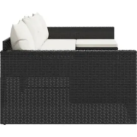 vidaXL 2-tlg. Garten-Lounge-Set mit Kissen Schwarz Poly Rattan
