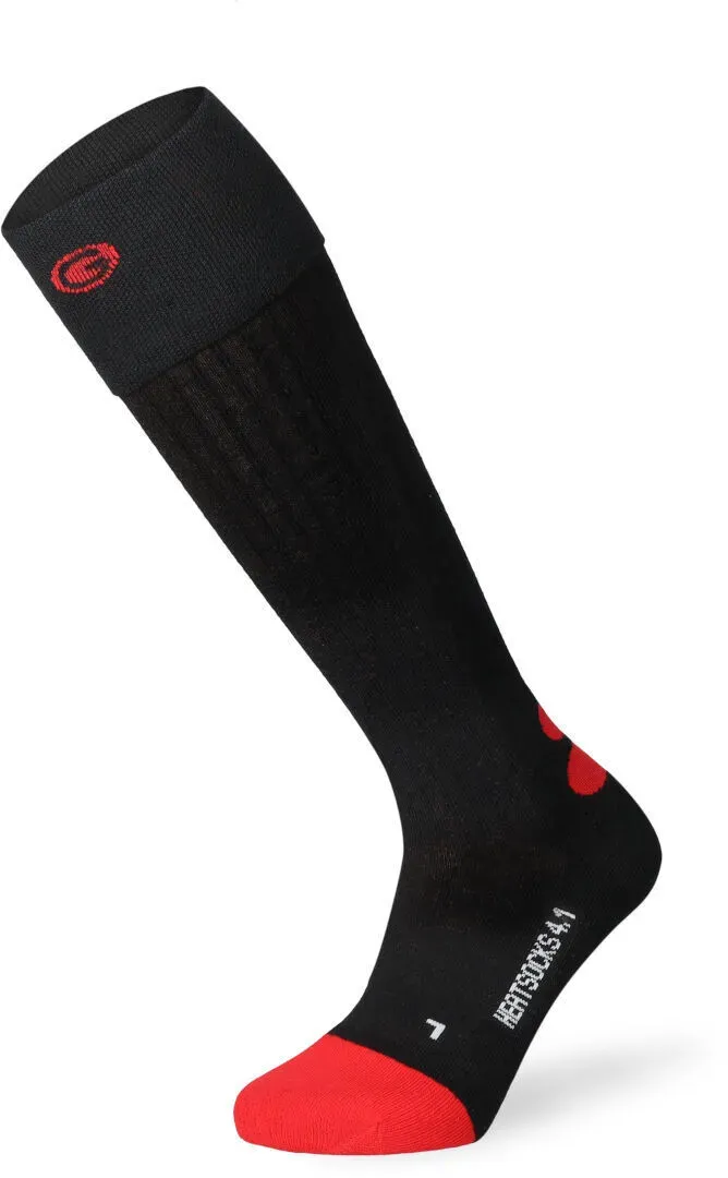 Lenz Heat Sock 4.1 Toe Cap Verwarmde sokken, zwart-rood, 39 40 41 Voorman