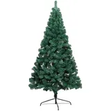 vidaXL Künstlicher Halber Weihnachtsbaum mit LEDs Kugeln Grün 210 cm