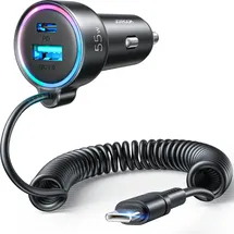 Joyroom Auto-Schnellladegerät 3 in 1 mit USB-Typ-C-Kabel 1,5 m 55 W schwarz (JR-CL07)