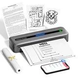 Thermodrucker A4, Mobiler Drucker A4 für Unterwegs, Tragbarer Drucker für Unterwegs, Reisedrucker A4 für Unterwegs mit Thermopapier A4, 300dpi Portable Thermo Drucker Kompatibel mit Mac Windows, Grau