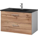 welltime Waschtisch »Trento Badezimmerschrank mit Becken Bestseller«, Badmöbel in Breite 80 cm, Waschplatz mit 2 Schubladen, Badschrank