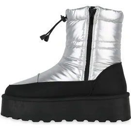 VAN HILL Damen Winter Boots Stiefeletten Bequeme Schuhe 216529 Silber, 39 - 39
