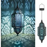 Lifeel Solarlaterne Für Außen, Marokkanisch Garten Laterne, Dekorative Solarlampe Hängend, Metall Led Solar Laterne Für Draussen Baum Patio (schwarz)