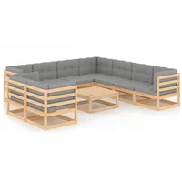 vidaXL Garten-Lounge-Set 10-tlg. natur/grau 3076969