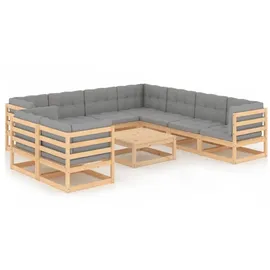 vidaXL Garten-Lounge-Set 10-tlg. natur/grau 3076969