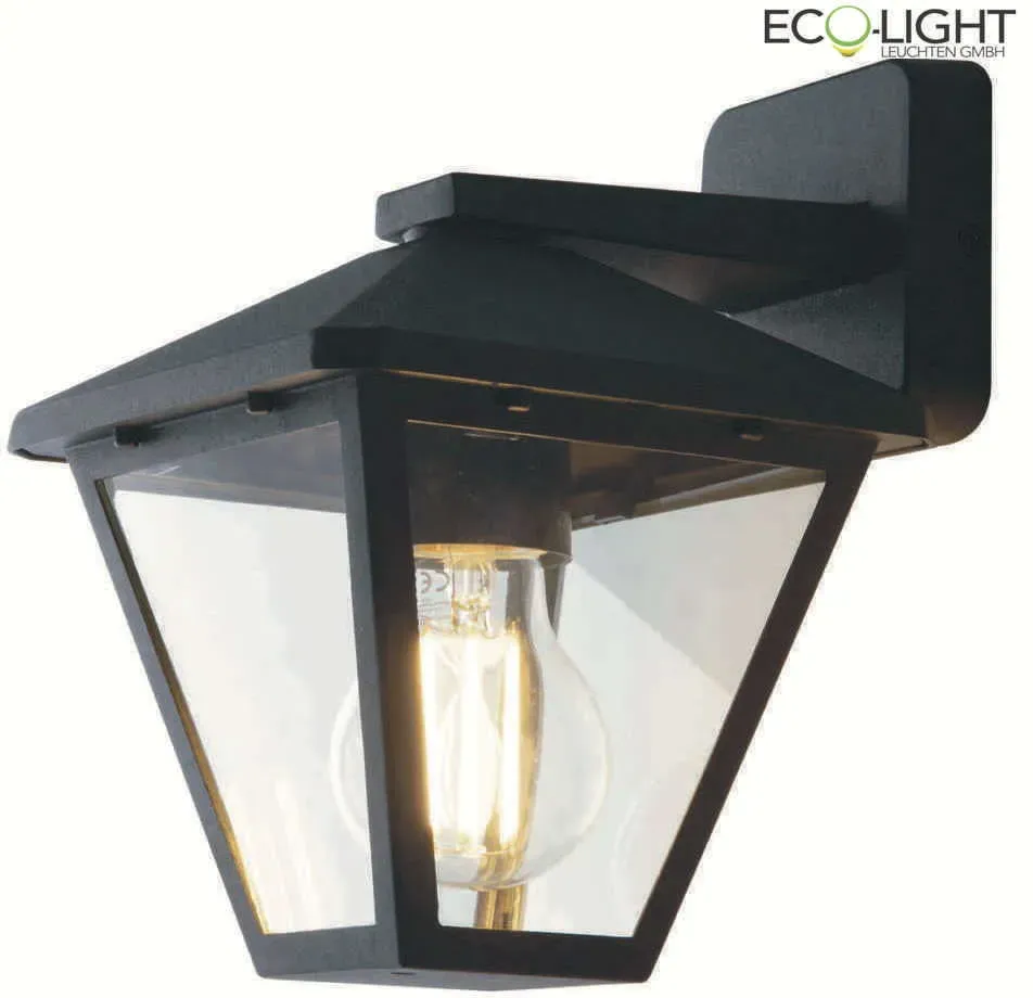 Luce Design Wandleuchte/- Laterne PRISMA, mit Glasdiffusor, exkl. 1xE27 Max. 60W, IP44, anthrazit ECO-LANT-PRISMA/AP1B