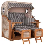 Mr. Deko Strandkorb Düne Grande Bullauge Teak PE Shell Dessin 537