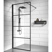 Duschwand Essos 90 x 200cm Glas Duschabtrennung Schwarz - Walk-In Dusche Nano Duschtrennwand