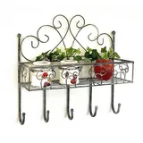 DanDiBo Ambiente Dandibo - Wandregal Metall 96010 Garderobe 41 Cm Handtuchhalter Grau Badregal Küchenregal 5 Haken