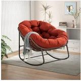 LuxusKollektion Schaukelsessel Schaukelstuhl Rattan Schaukelsessel Balkon Orange Eiförmig 95x111x80cm