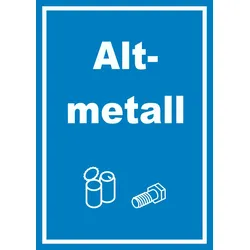 HB-Druck Altmetall Mülltrennung Schild Text Symbol Blech Dose Schraube hochkant A6 (105x148mm)