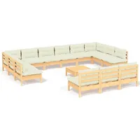 vidaXL Garten-Lounge-Set 14-tlg. creme Kiefer