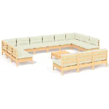 vidaXL Garten-Lounge-Set 14-tlg. creme Kiefer