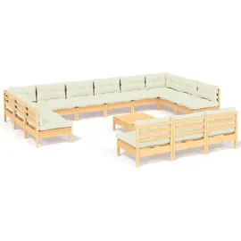vidaXL Garten-Lounge-Set 14-tlg. creme Kiefer