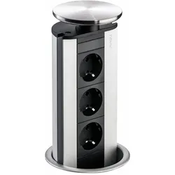 Naber 8031140 Evoline® Port 1 französischen Steckdosen, Deckel silberfarbig