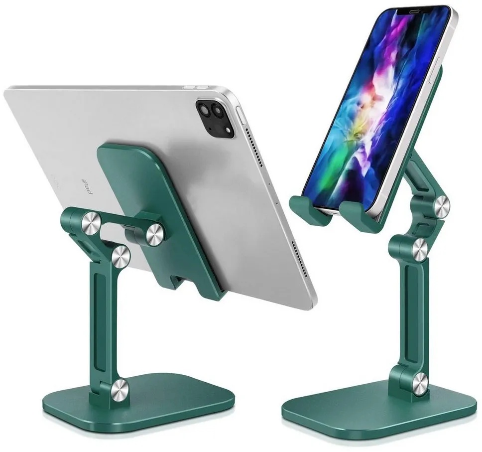 SOTOR Handy Halter für Tisch, Winkel höhenverstellbar Handy Halterung Smartphone-Halterung, (1-tlg., Universal Handy Tablet Halterung, Zusammenklappbar & tragbar) grün