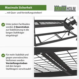 Trutzholm Schwerlastregal Stahl 180x190x60 cm schwarz 3200 kg 4 Gitterböden
