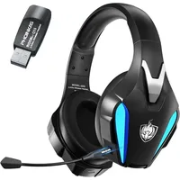 PHOINIKAS Gaming-Headset (Gaming Headset Wireless Abnehmbares Mikrofon, Usb-Head-Set, Gaming headset kabelloses abnehmbares mikrofon geräuschunterdrückung) blau