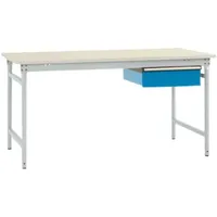 Manuflex BB5257.7035 Komplett-Beistelltisch BASIS stationär mit Kunststoff-Platte + Einzelschubfach,