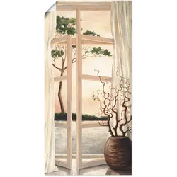 Wandbild ARTLAND "Fensterbild Toskanischer Sonnenuntergang", beige (farbe bild(er): naturfarben), B:20cm H:40cm, Bilder, als Alubild, Outdoorbild, Leinwandbild, Poster, Wandaufkleber