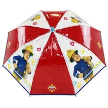 Feuerwehrmann Sam Stockschirm | rot-transparent Kinder Regenschirm 61 cm